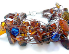 Baltic Amber Statement Bracelet with Multistone Clusters & Organic Wire Design