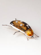Baltic Amber Beetle Pendant with Silver Details