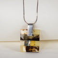 Baltic Amber Mosaic Square Pendant Silver Handmade