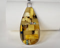 Baltic Amber Teardrop Mosaic Pendant Silver Handmade