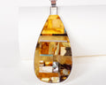 Unique Silver Pendant with Amber, Mother of Pearl and Turquoise Mosaic