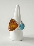 Ring 7 Ring with Cognac Amber and Turquoise