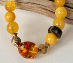 Amber Bracelet with Pearl & Gold-Plated Silver Details
