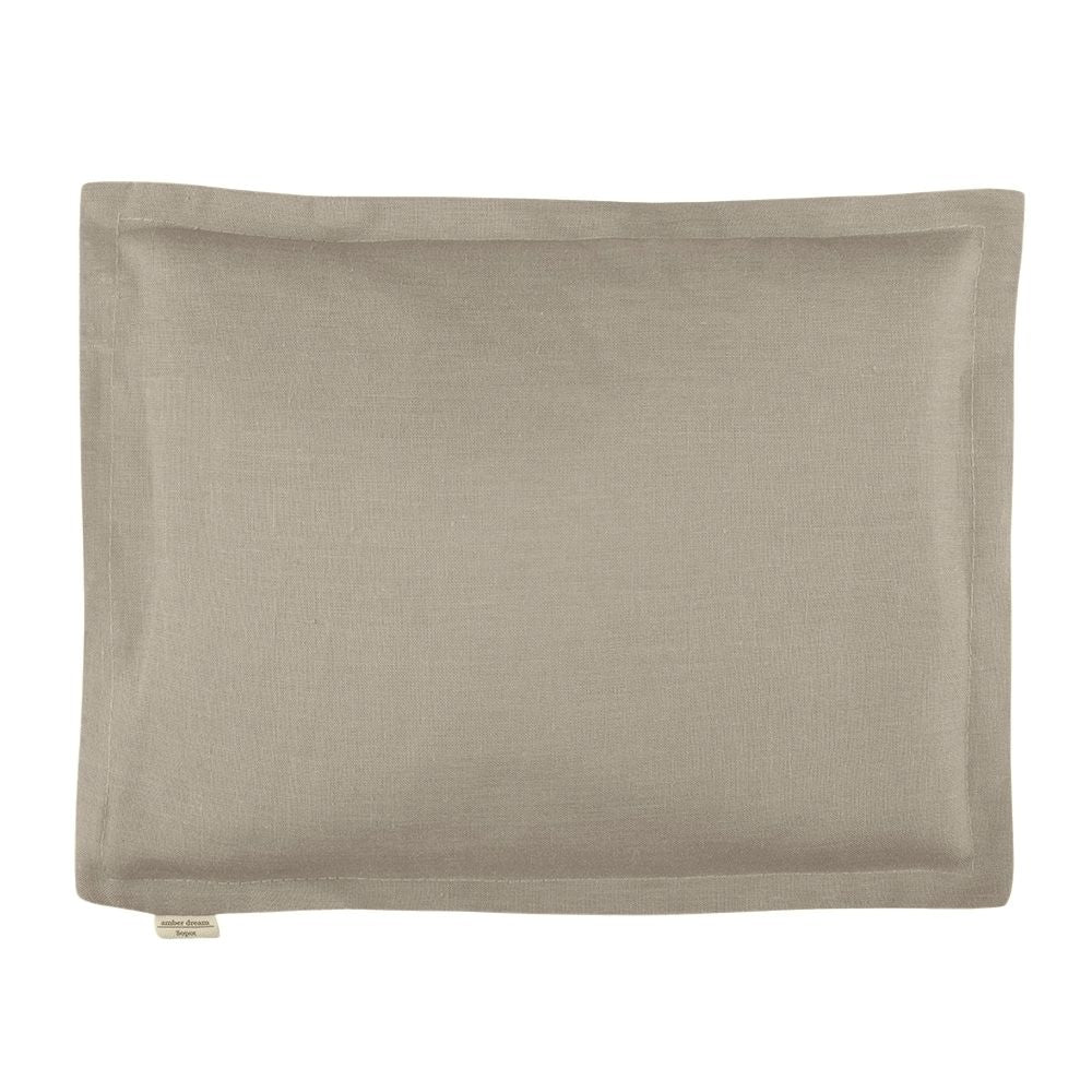 Linen Travel Pillow with Ruffle with Buckwheat Hulls & Baltic Amber