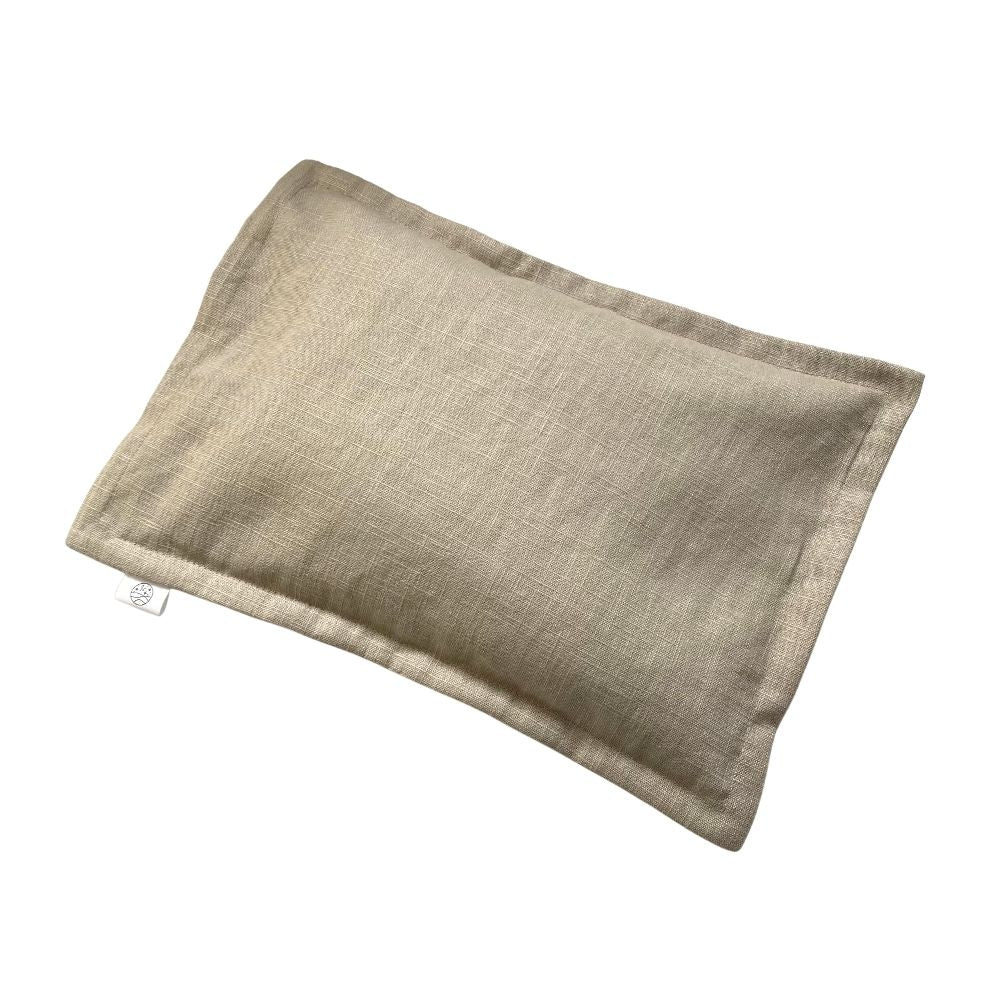 Linen Travel Pillow with Ruffle with Buckwheat Hulls & Baltic Amber