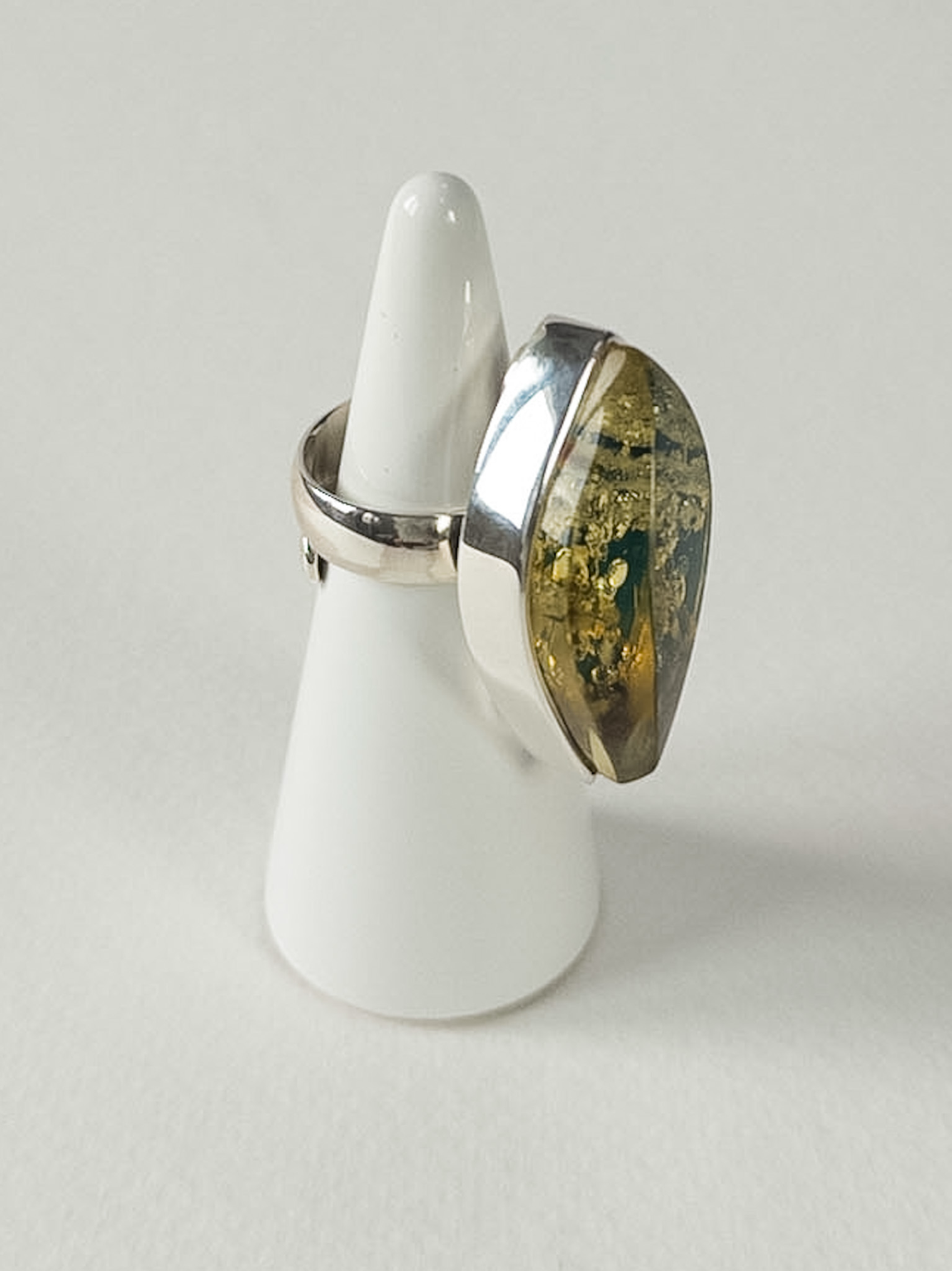 Adjustable Ring with “Blue” Amber Effect