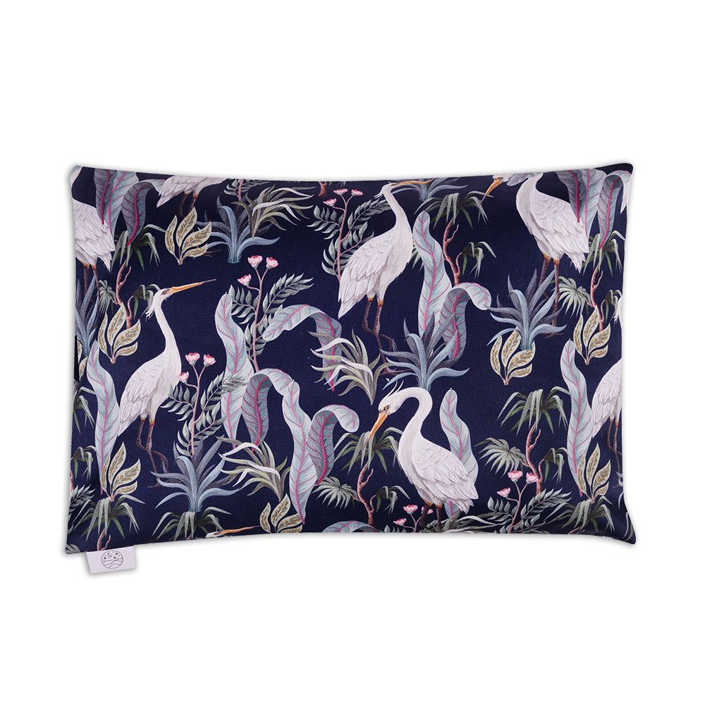 Poduszka podróżna z organicznej satyny bawełnianej z łuską gryki i bursztynem bałtyckim