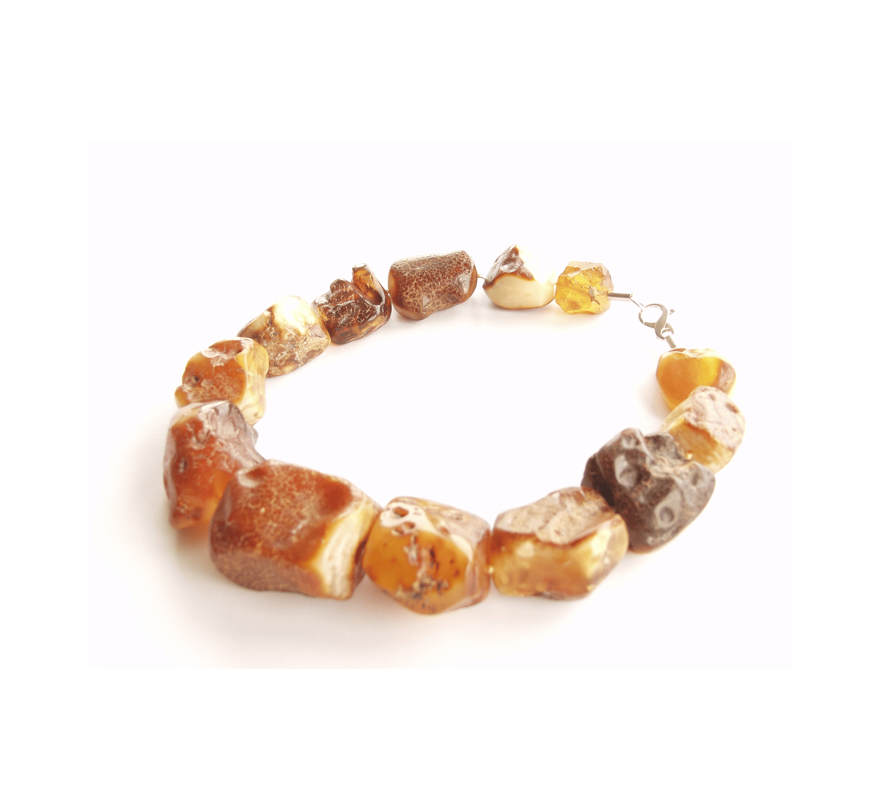 Naszyjnik 3 Surowe Naturalne Bursztyny