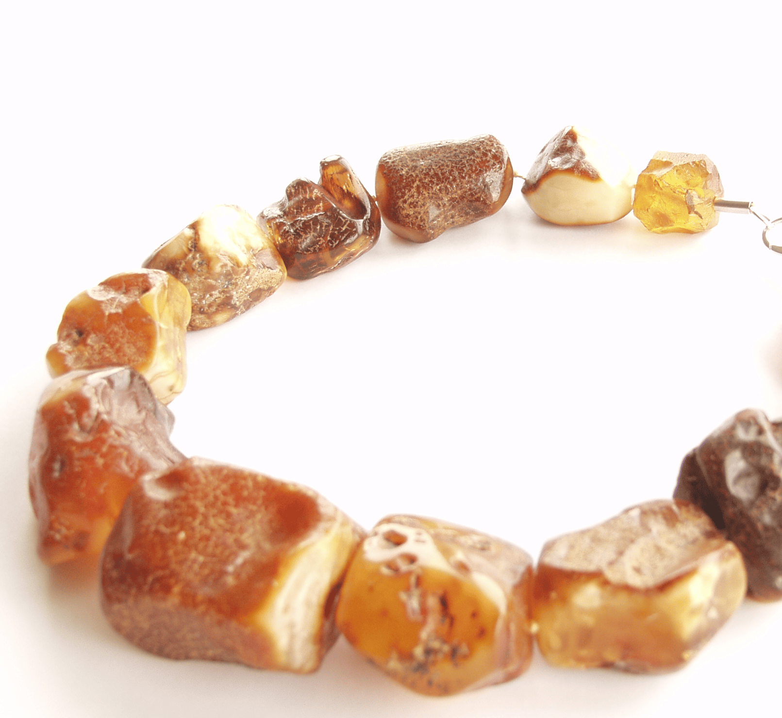 Naszyjnik 3 Surowe Naturalne Bursztyny