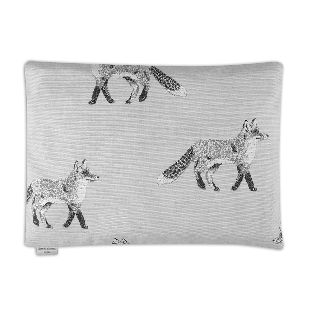 Poduszka podróżna z organicznej satyny bawełnianej z łuską gryki i bursztynem bałtyckim