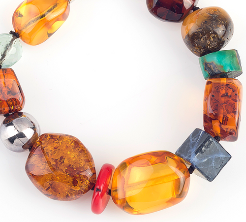 Baltic Amber & Multistone Bracelet with Silver Clasp