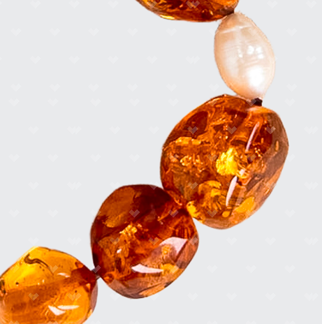 Baltic Amber Bracelet with Pearl & Silver Details