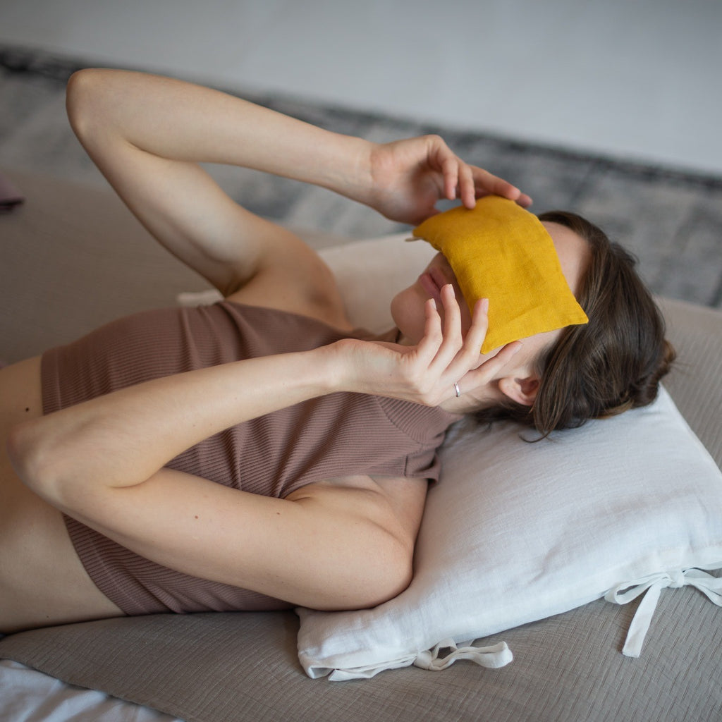 Linen Eye Pillow with Flaxseed, Lavender & Baltic Amber