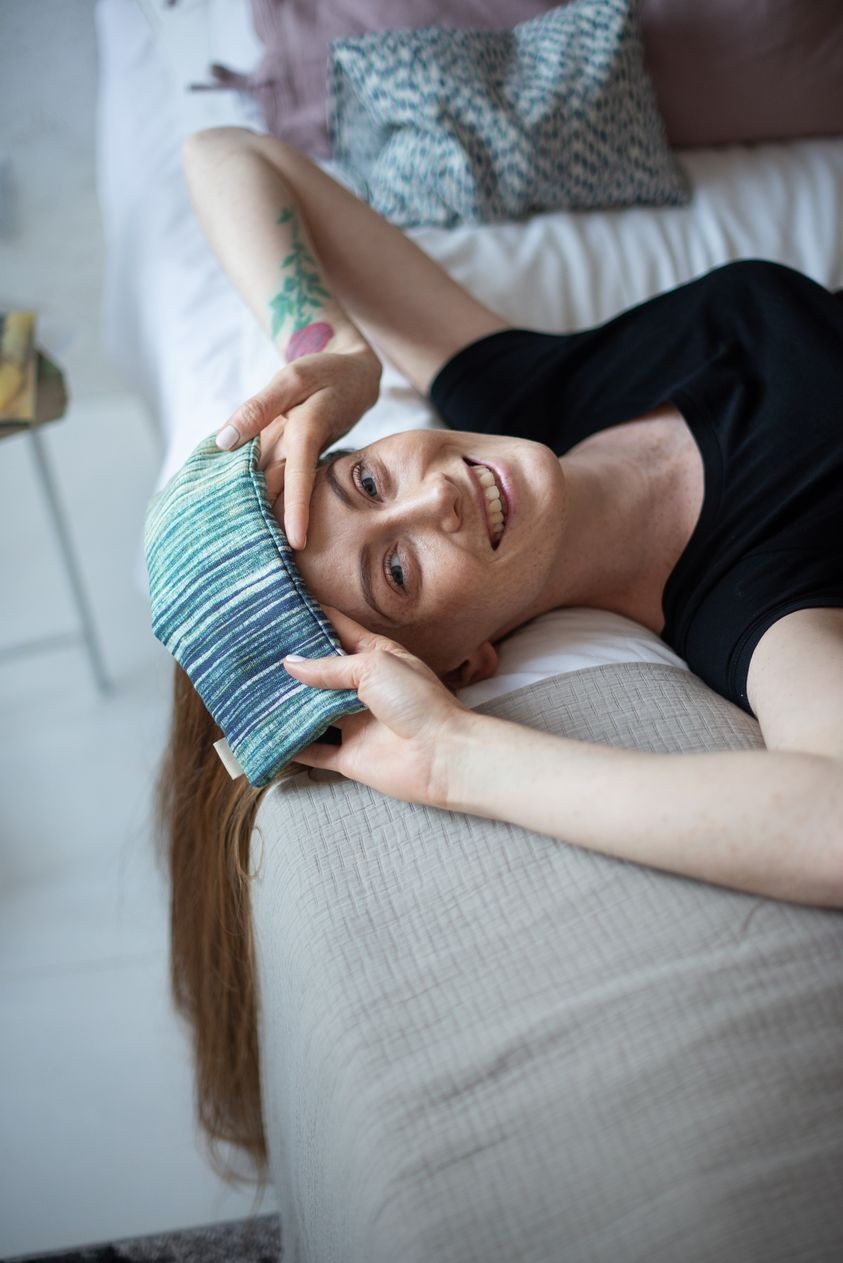 Linen Eye Pillow with Flaxseed, Lavender & Baltic Amber
