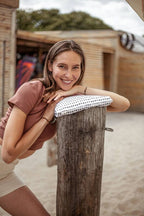 Travel Pillow in Organic Cotton Sateen with Buckwheat Hulls & Baltic Amber