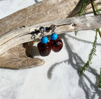 Baltic Amber & Turquoise Earrings with Silver