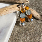 Baltic Amber, Agate & Silver Drop Earrings