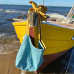 Linen Shoulder Bag with Adjustable Bow Strap