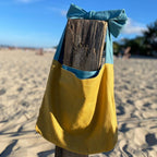 Linen Shoulder Bag with Adjustable Bow Strap