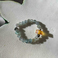 Blue Ring 11  Amber, Labradorite and Hematite