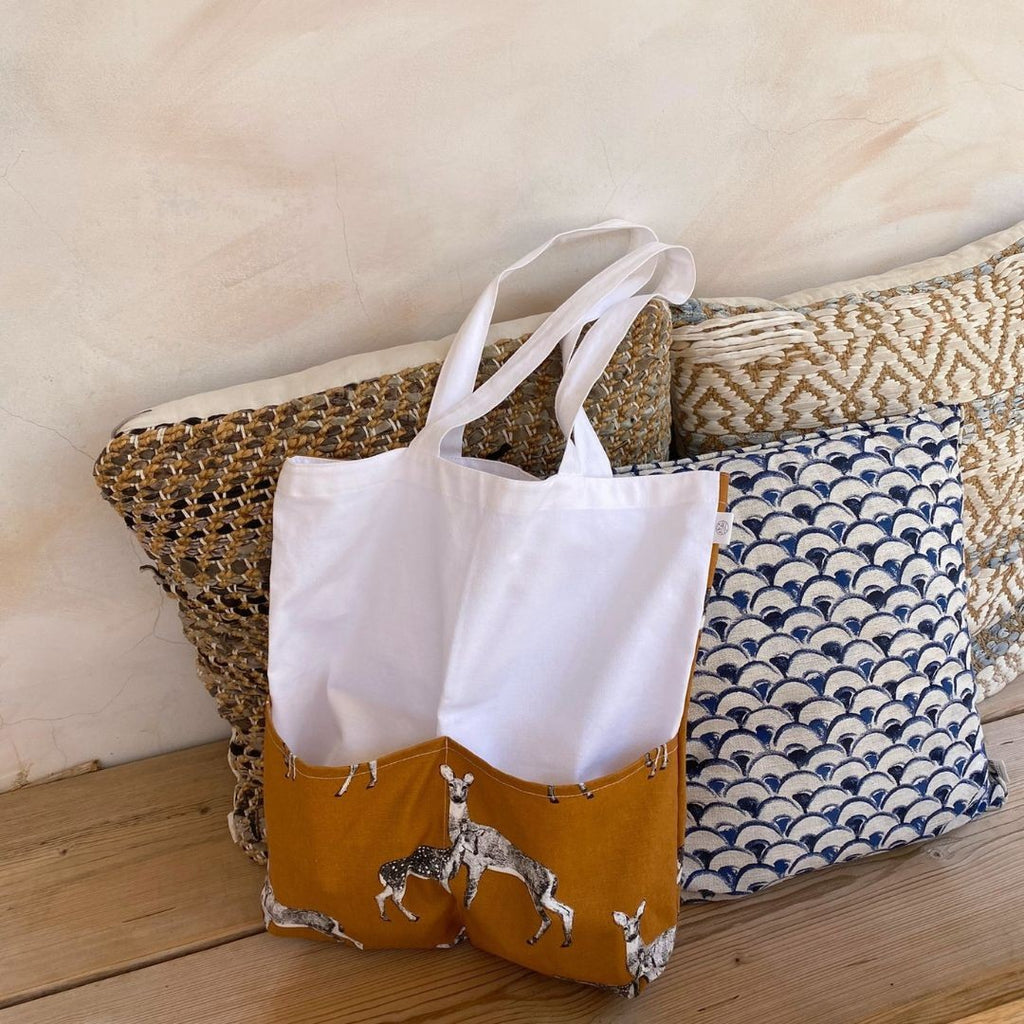 Canvas Tote Bag with Pockets in Organic Cotton