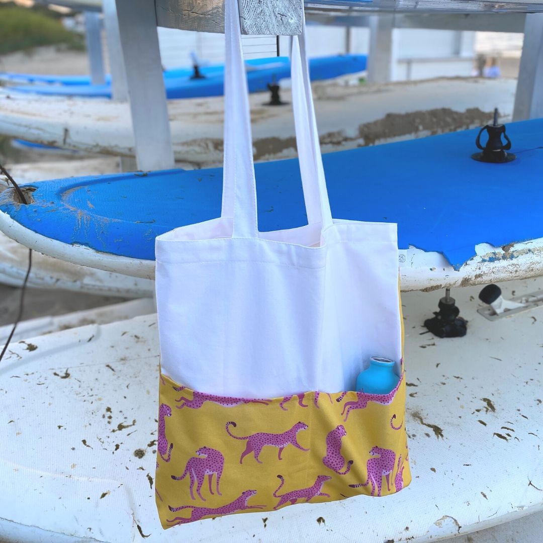 Canvas Tote Bag with Pockets in Organic Cotton